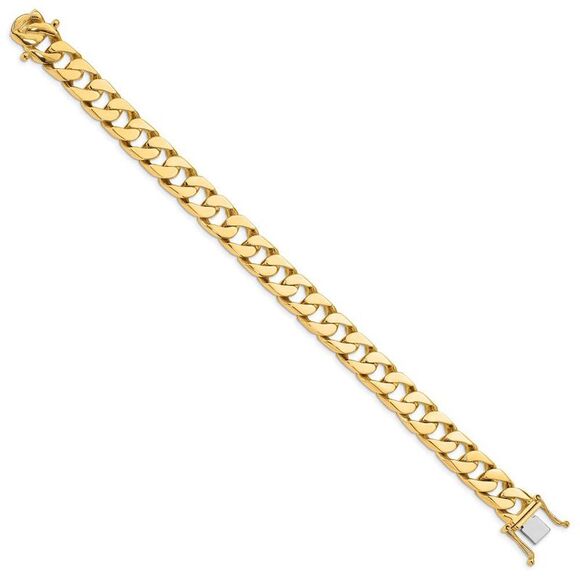 Men's 14k Yellow Gold, 10.5mm Flat Beveled Curb Chain Bracelet, 8 Inch - Picture 2 of 5